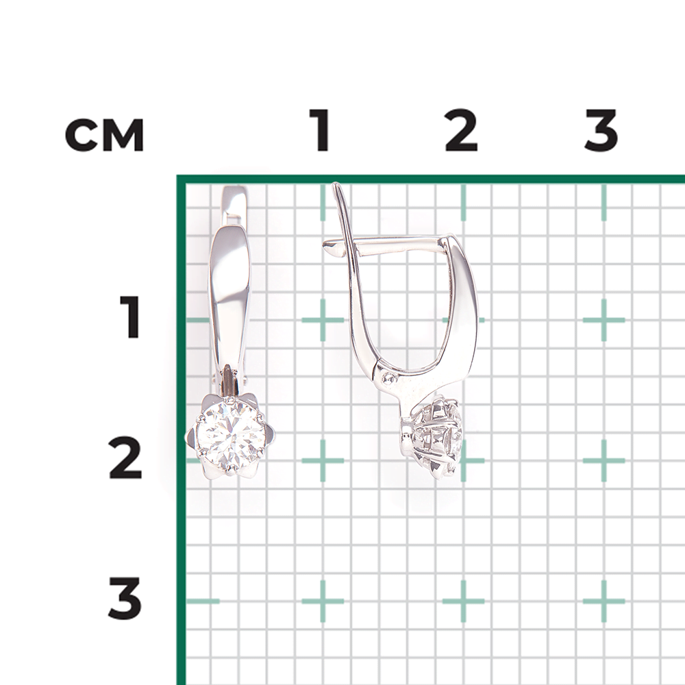 Серьги с английским замком из белого золота с бриллиантом 02-0591-00-101-1120-30