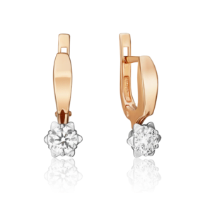 Серьги с английским замком из комбинированного золота с бриллиантом 02-0592-00-101-1111-30