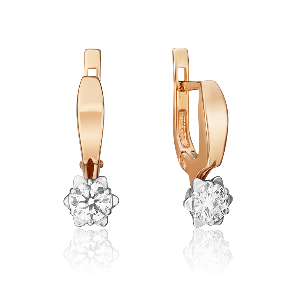 Серьги с английским замком из комбинированного золота с бриллиантом 02-0592-00-101-1111-30