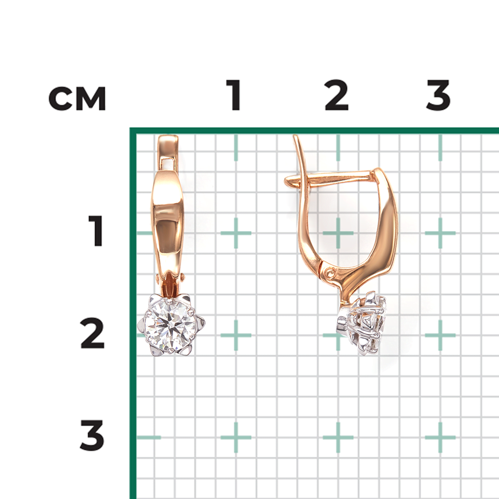 Серьги с английским замком из комбинированного золота с бриллиантом 02-0592-00-101-1111-30