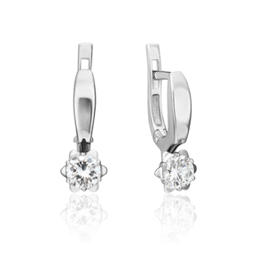 Серьги с английским замком из белого золота с бриллиантом 02-0593-00-101-1120-30