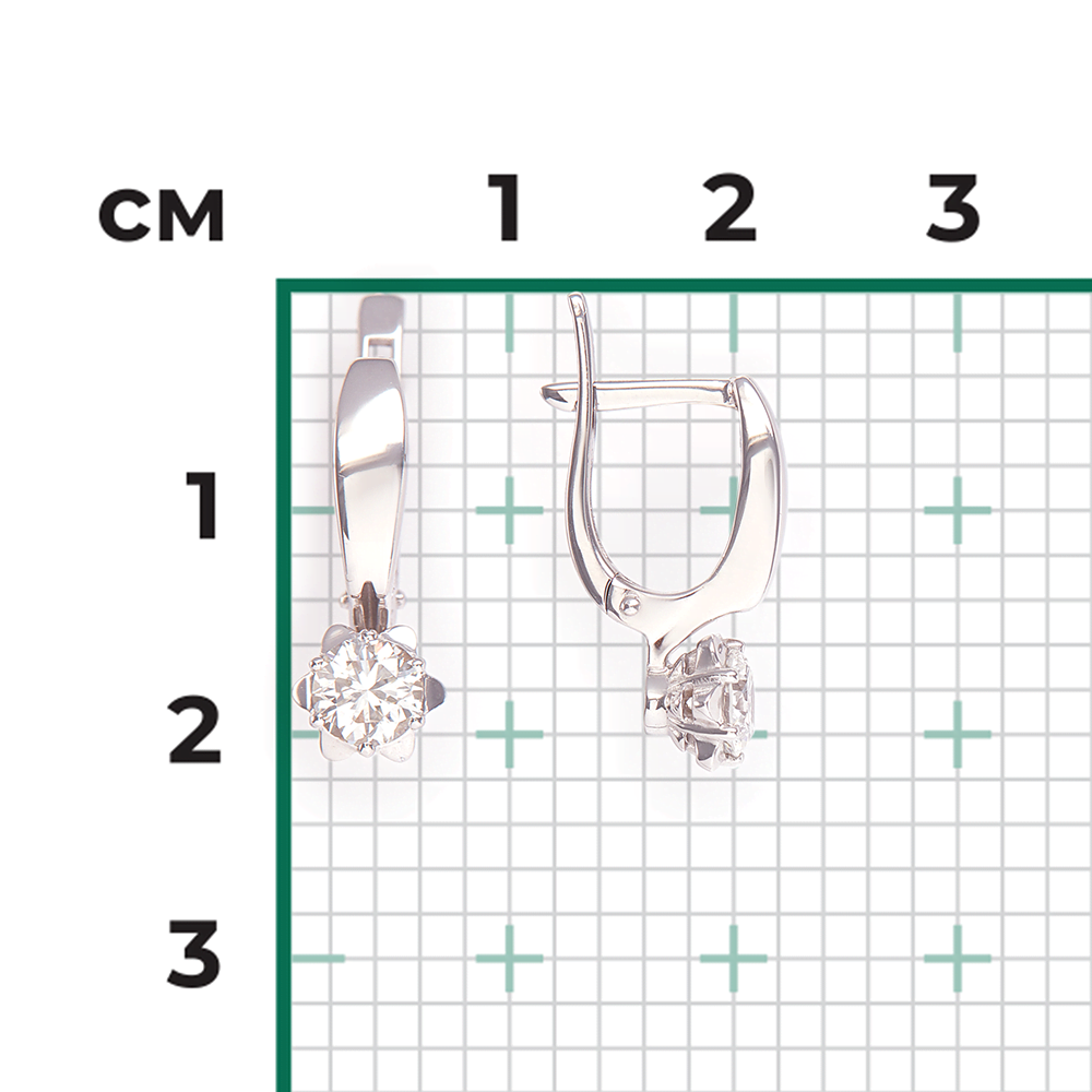 Серьги с английским замком из белого золота с бриллиантом 02-0593-00-101-1120-30