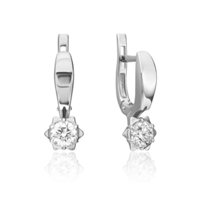 Серьги с английским замком из белого золота с бриллиантом 02-0595-00-101-1120-30