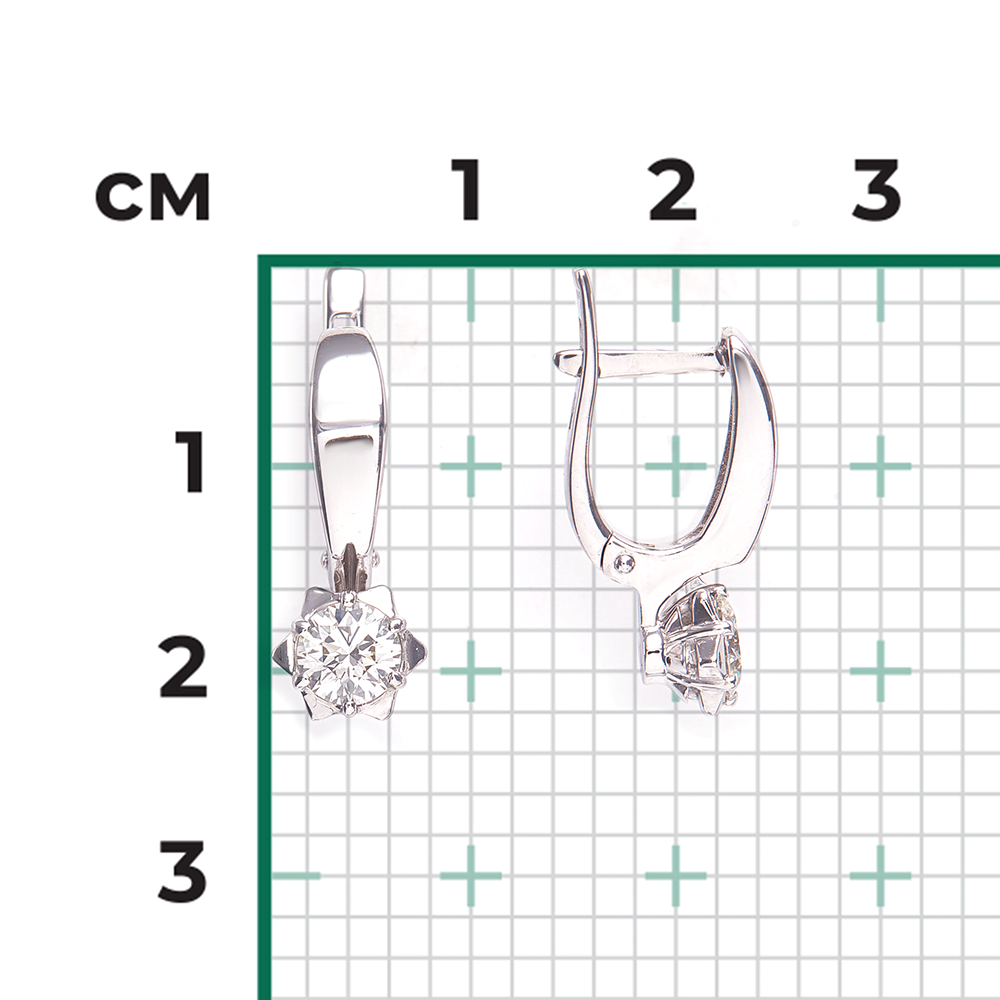 Серьги с английским замком из белого золота с бриллиантом 02-0595-00-101-1120-30