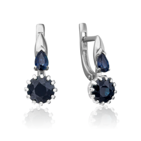 Серьги с английским замком из белого золота с сапфирами