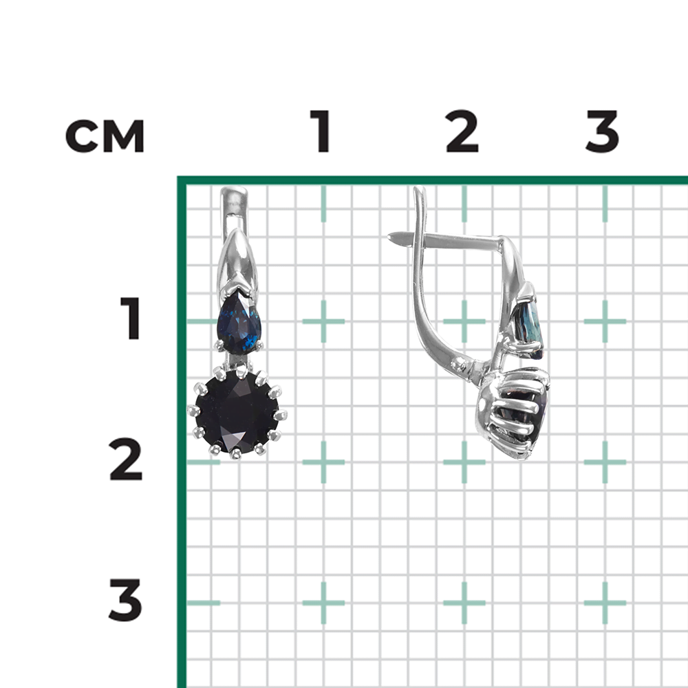 Серьги с английским замком из белого золота с сапфирами 02-0629-00-102-1120-30
