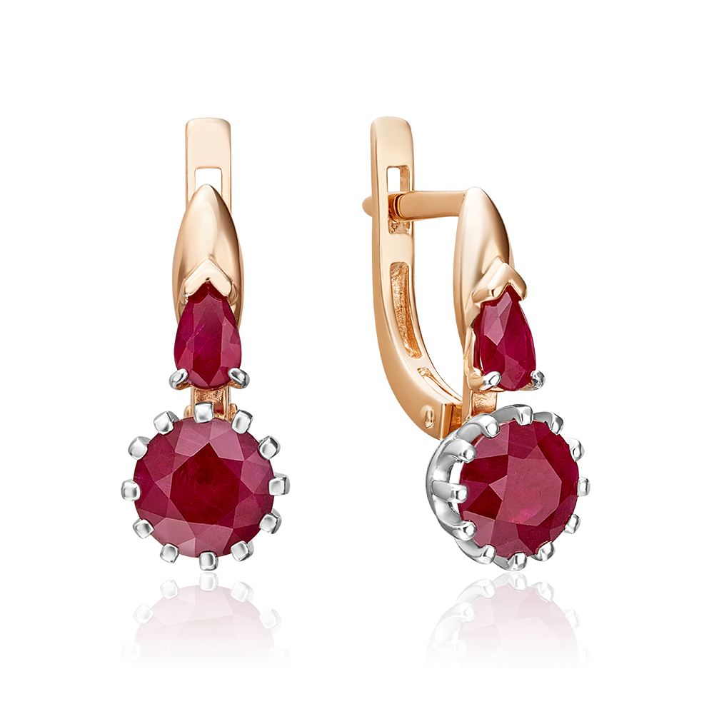 Серьги с английским замком из красного золота с рубинами 02-0628-00-104-1110-30