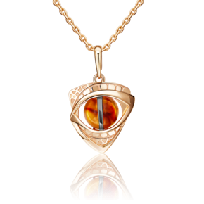 Подвеска «Глаз дракона» из красного золота с янтарём 03-2992-00-271-1110