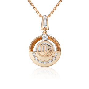 Подвеска «Знак зодиака Дева» из комбинированного золота с фианитами 03-3463-04-401-1111