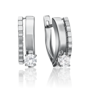 Серьги с английским замком из белого золота с фианитом 02-4316-00-501-1120-38