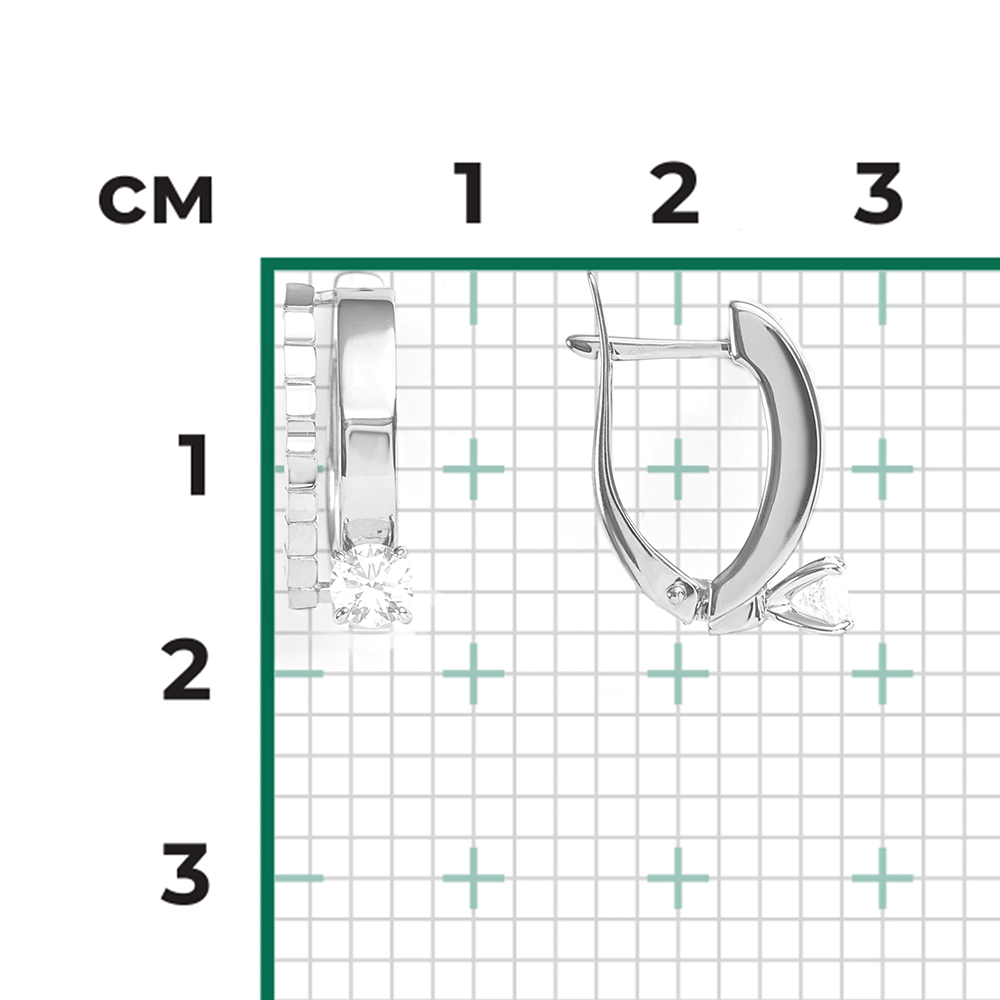 Серьги с английским замком из белого золота с фианитом 02-4316-00-501-1120-38
