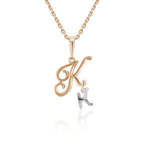 Подвеска «Буква К» из комбинированного золота 03-2950-К-000-1111