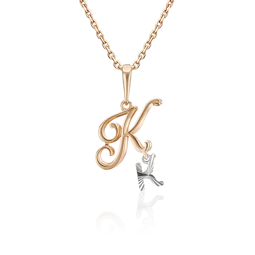 Подвеска «Буква К» из комбинированного золота 03-2950-К-000-1111