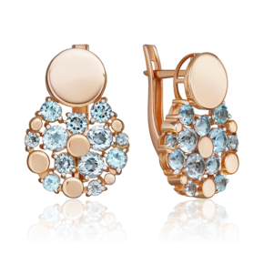 Серьги с английским замком из красного золота с топазами 02-5404-00-201-1110