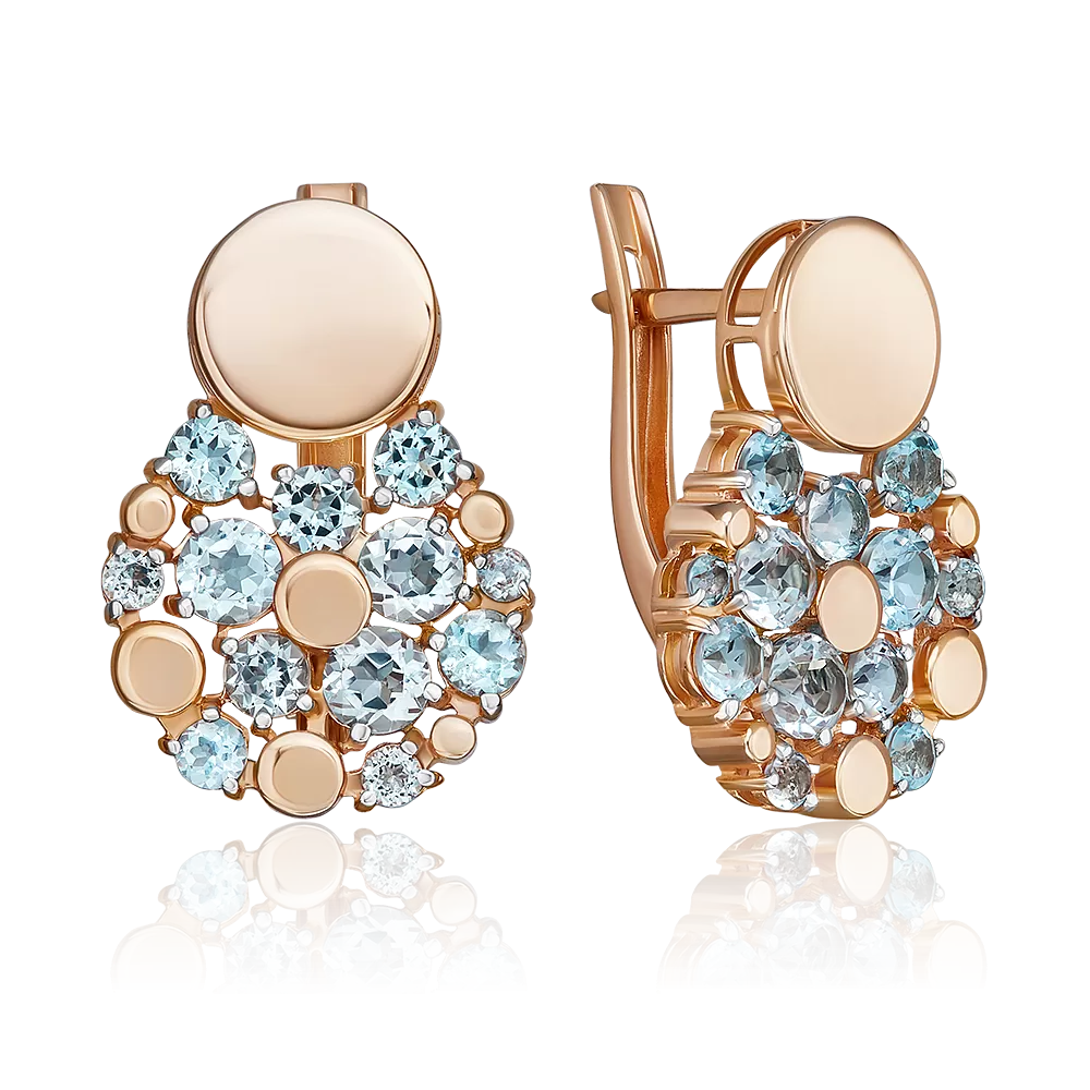 Серьги с английским замком из красного золота с топазами 02-5404-00-201-1110