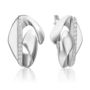 Серьги с английским замком из серебра с фианитами 02-5073-00-401-0200