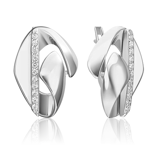 Серьги с английским замком из серебра с фианитами 02-5073-00-401-0200