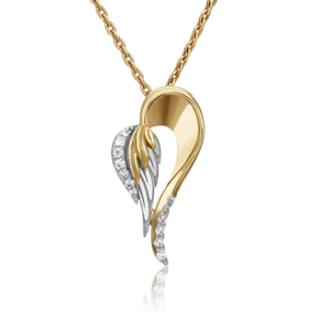 Подвеска «Перо» из комбинированного золота с фианитами 03-2986-00-401-1121-48