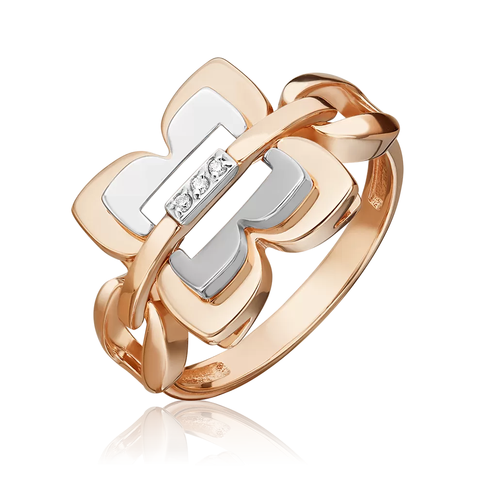 Кольцо из комбинированного золота с бриллиантами 01-5607-00-101-1111