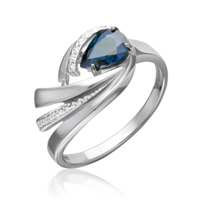 Кольцо из белого золота с сапфиром и бриллиантами 01-5866-00-105-1120