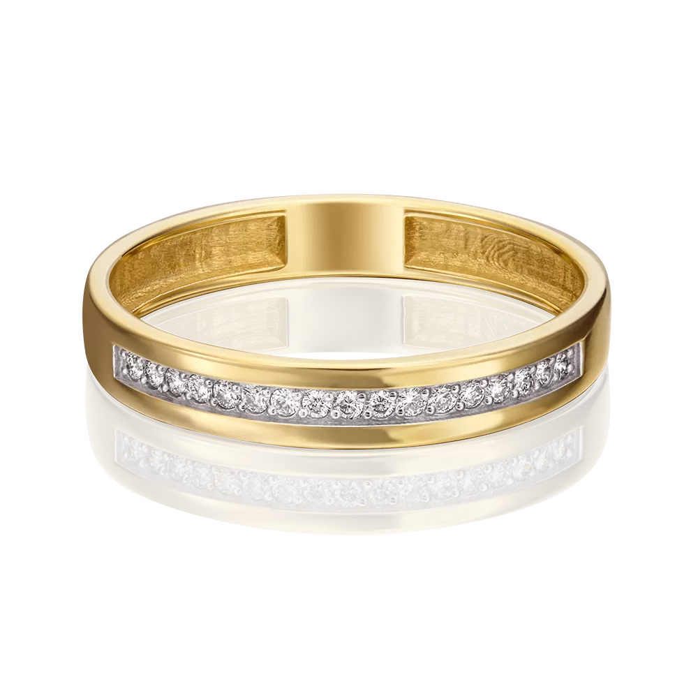 Обручальное кольцо из лимонного золота с бриллиантами 01-1484-00-101-1130-30