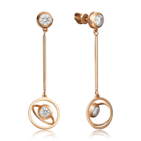 Серьги-пусеты из красного золота с фианитами 02-4473-00-501-1110-38