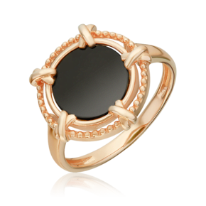 Кольцо из красного золота с ониксом