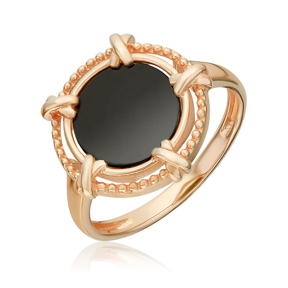 Кольцо из красного золота с ониксом 01-5857-00-281-1110