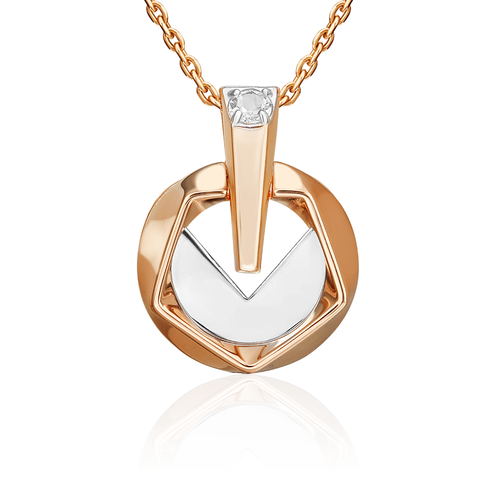 Подвеска из комбинированного золота с натуральным топазом white 03-3380-00-201-1111