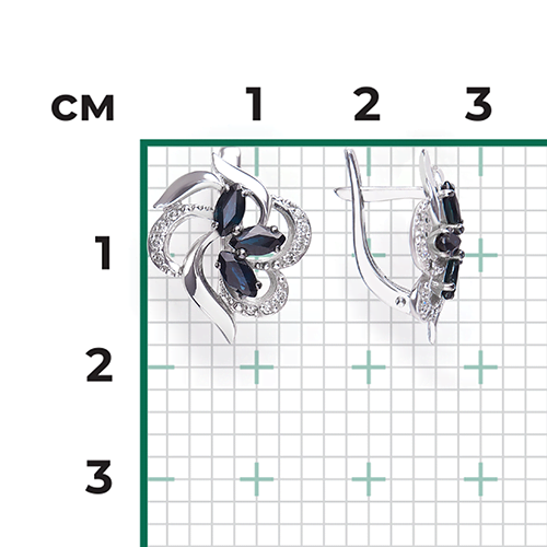 Серьги с английским замком из белого золота с сапфирами и бриллиантами 02-0909-00-105-1120-30