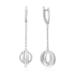 Серьги с английским замком из серебра с фианитами 02-5141-00-401-0200