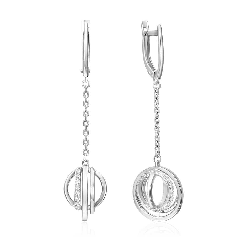 Серьги с английским замком из серебра с фианитами 02-5141-00-401-0200