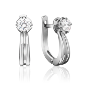 Серьги с английским замком из белого золота с фианитом 02-4315-00-501-1120-38