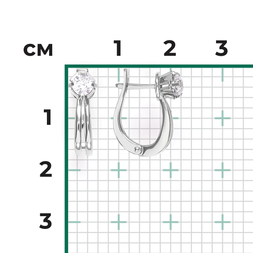 Серьги с английским замком из белого золота с фианитом 02-4315-00-501-1120-38