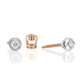 Серьги-пусеты из комбинированного золота с бриллиантом 02-5337-00-101-1111