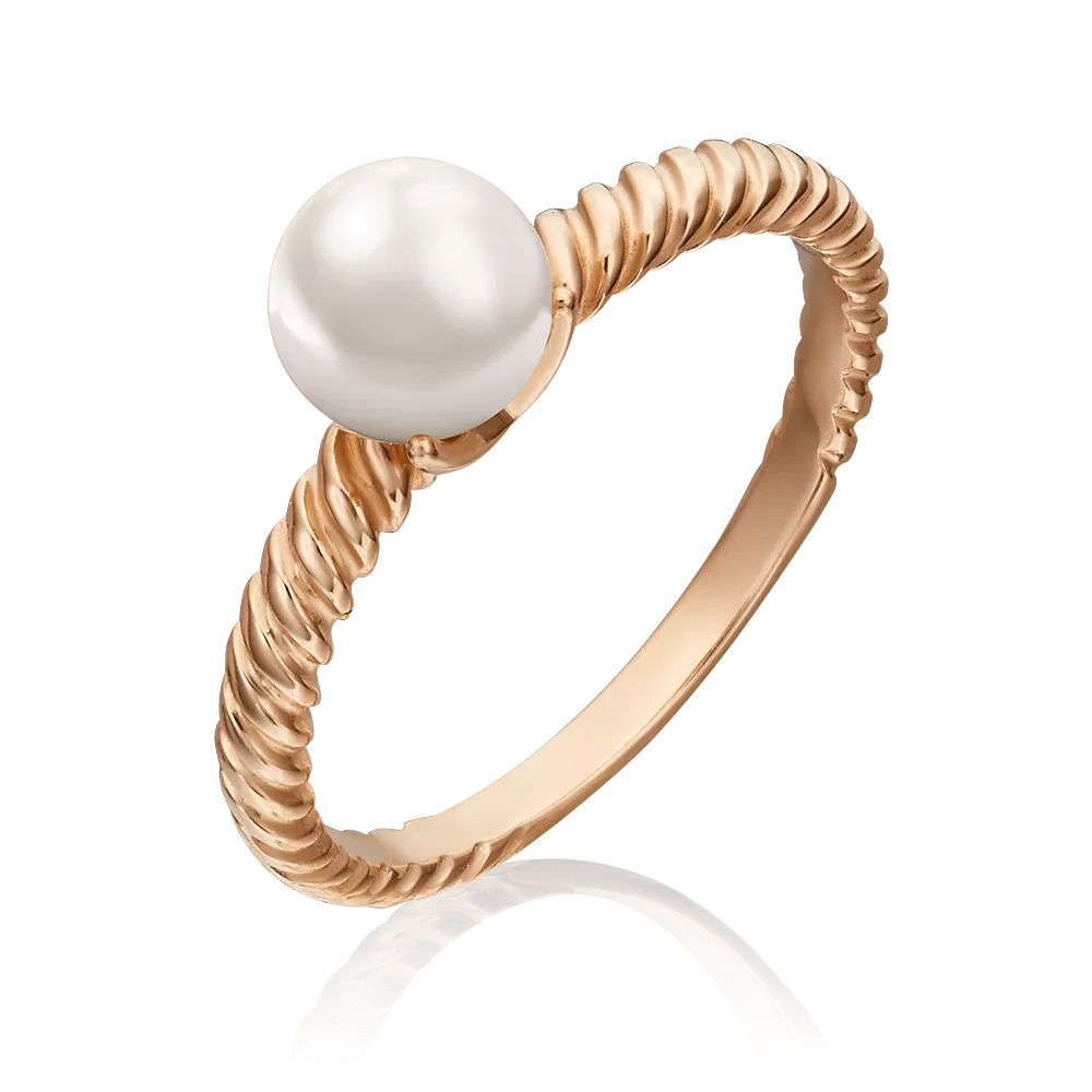 Кольцо из красного золота с жемчугом культивированным 01-5328-00-301-1110-31