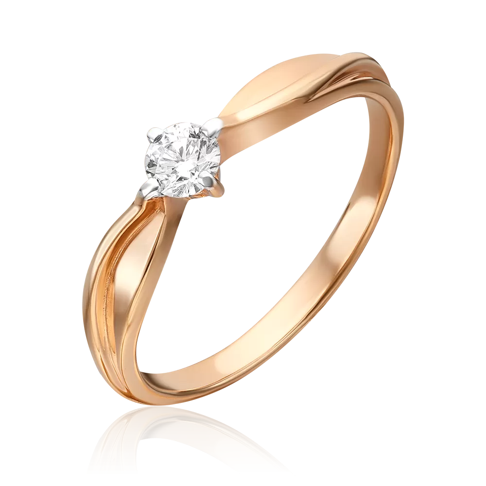 Кольцо из красного золота с бриллиантом 01-0731-00-101-1110-30