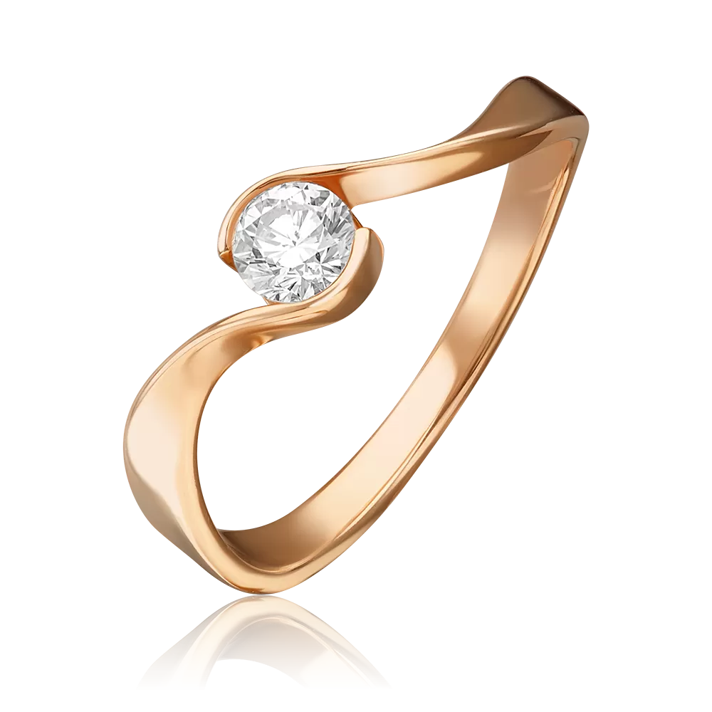 Кольцо из красного золота с бриллиантом 01-0733-00-101-1110-30