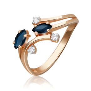 Кольцо из красного золота с сапфирами и бриллиантами 01-0735-00-105-1110-30