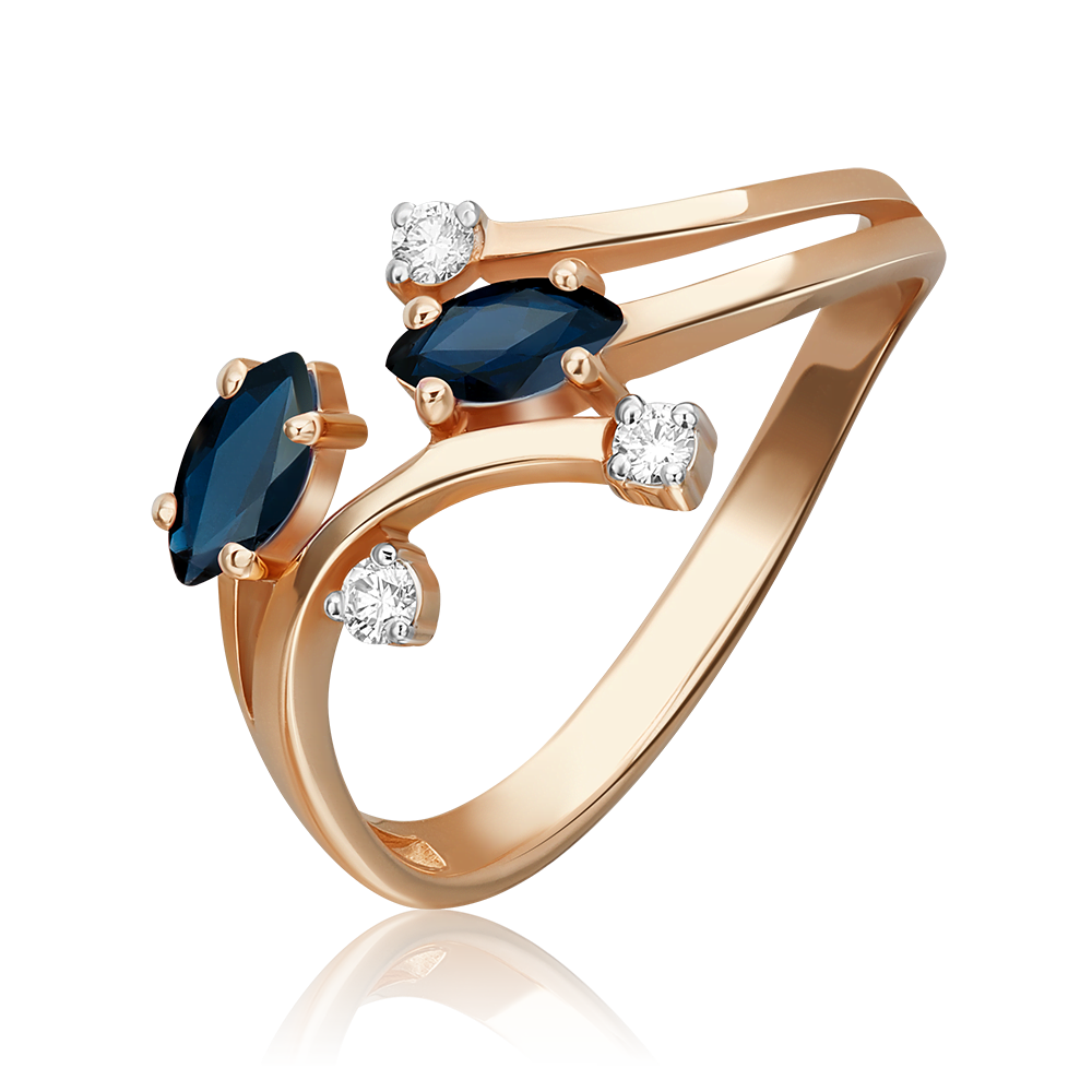 Кольцо из красного золота с сапфирами и бриллиантами 01-0735-00-105-1110-30