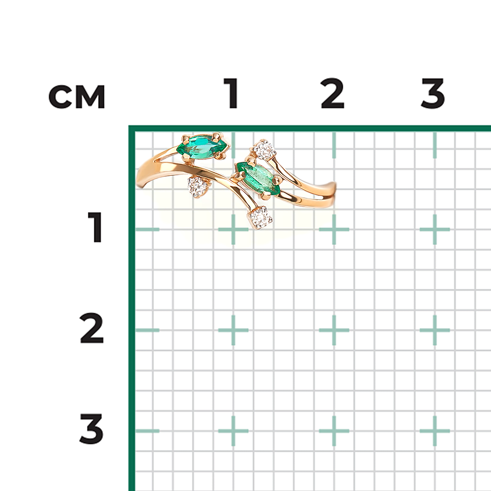Кольцо из красного золота с изумрудами и бриллиантами 01-0735-00-106-1110-30