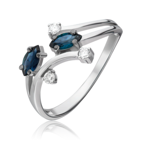 Кольцо из белого золота с сапфирами и бриллиантами 01-0736-00-105-1120-30