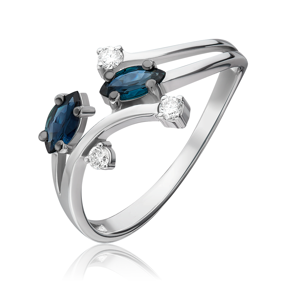 Кольцо из белого золота с сапфирами и бриллиантами 01-0736-00-105-1120-30