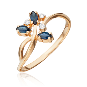 Кольцо из красного золота с сапфирами и бриллиантами 01-0737-00-105-1110-30