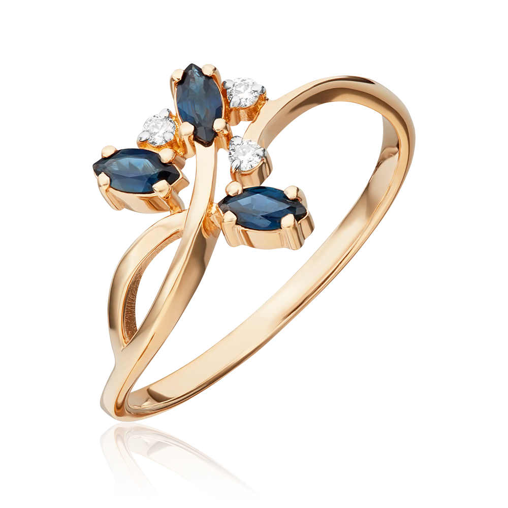 Кольцо из красного золота с сапфирами и бриллиантами 01-0737-00-105-1110-30