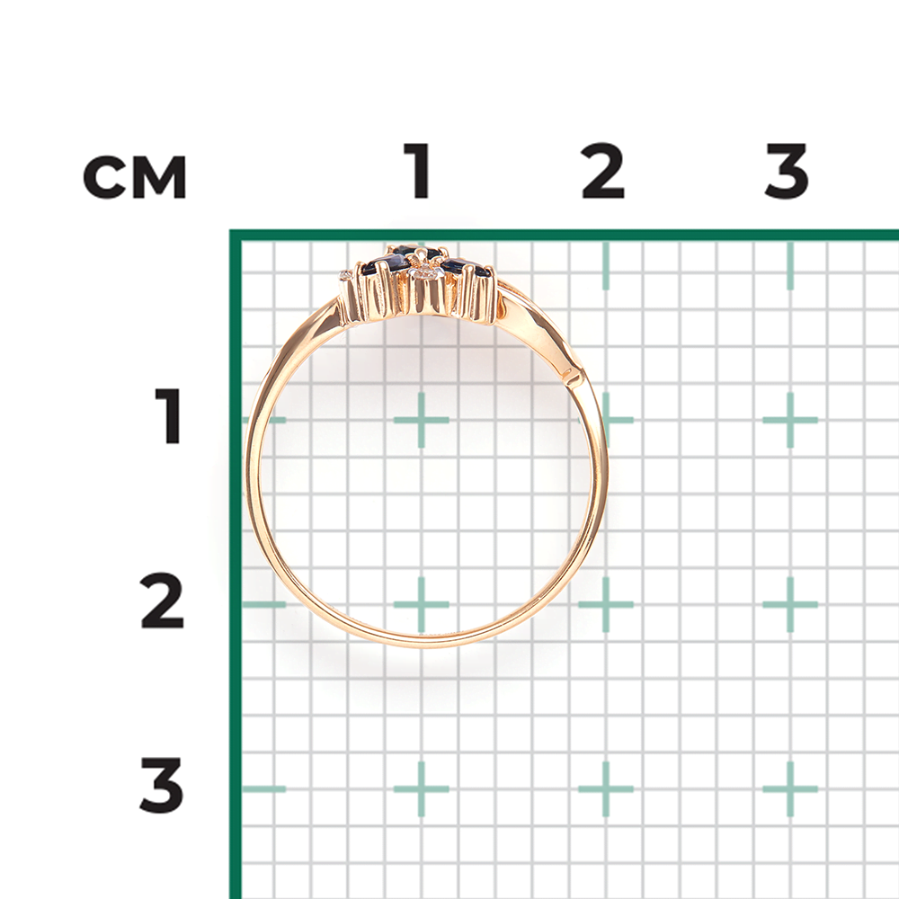 Кольцо из красного золота с сапфирами и бриллиантами 01-0737-00-105-1110-30