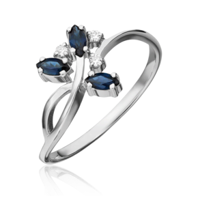 Кольцо из белого золота с сапфирами и бриллиантами 01-0738-00-105-1120-30