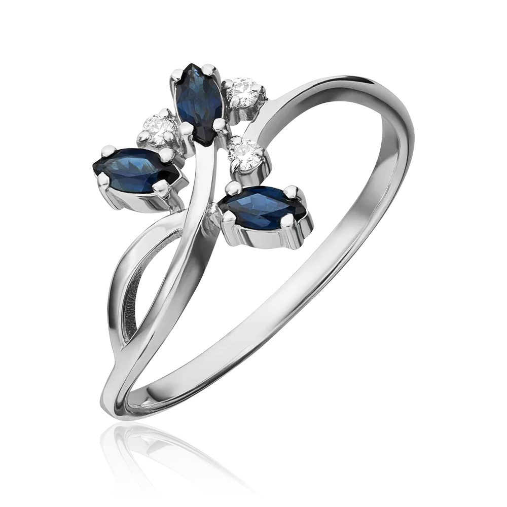 Кольцо из белого золота с сапфирами и бриллиантами 01-0738-00-105-1120-30