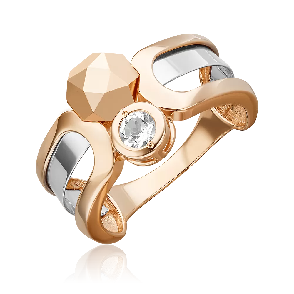 Кольцо из комбинированного золота с натуральным топазом white 01-5627-00-201-1111