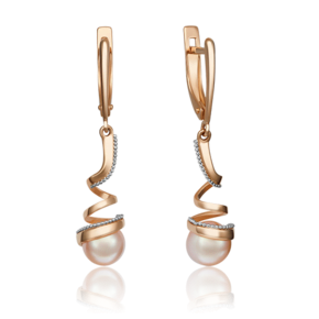 Серьги с английским замком из комбинированного золота с жемчугом культивированным 02-4368-00-301-1111-31